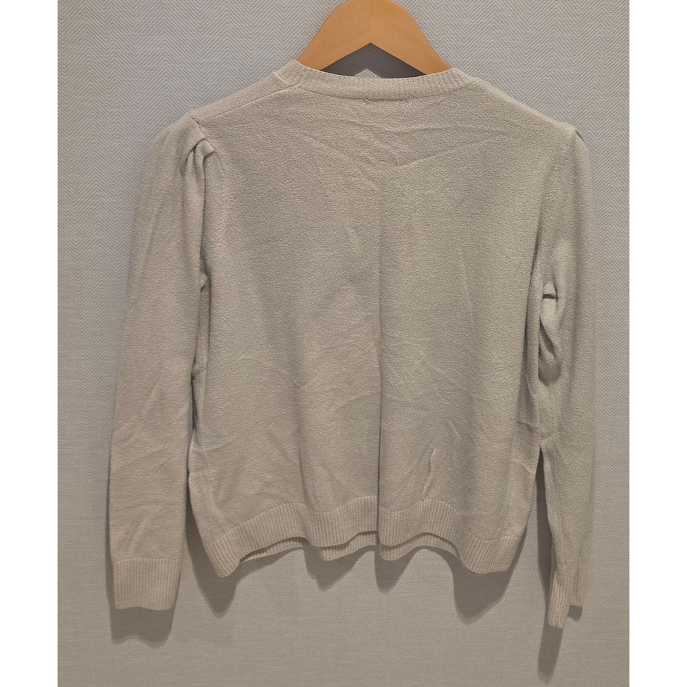 Rachel Zoe Womens Beige Puff Shoulder Long Sleeve Crew Neck Knit Sweater Size M - Picture 2 of 3